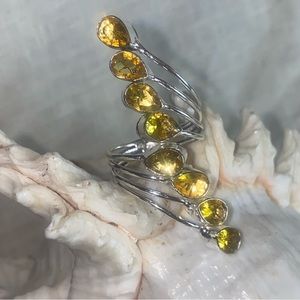 Sale - Lemon Citrine multi-gem handcrafted adjustable ring